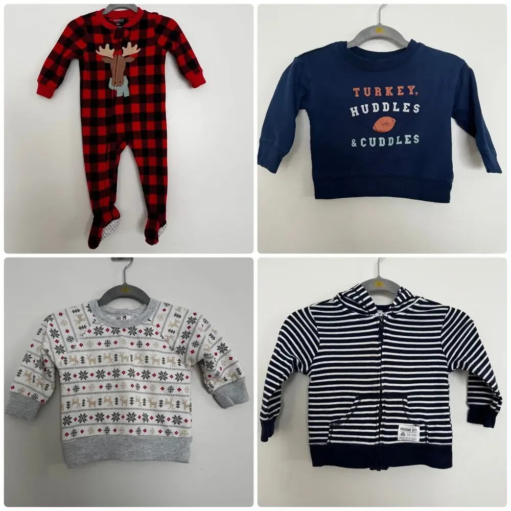 Cool Weather Baby Bundle, 4 Pieces: Footed Pajamas, Sweatshirts, Zip Up Hoodie